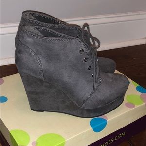 Charcoal grey suede wedge boots BRAND new size 8